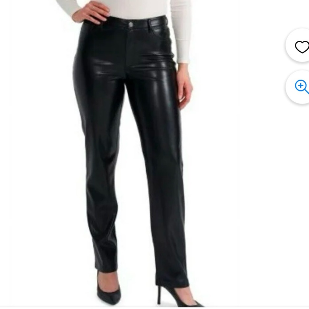 NWT Joie Black Straight Leg Faux Leather Pants with Full Length and Sleek Fabric